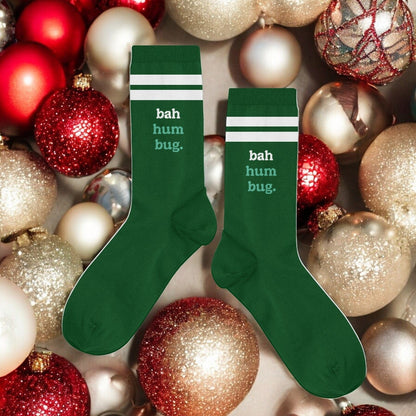 Talking Out of Turn Holiday Socks: Bah hum bug.