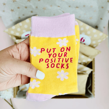 Tiny Gift Society Gift-Ready Positive Vibes Happy Face Socks