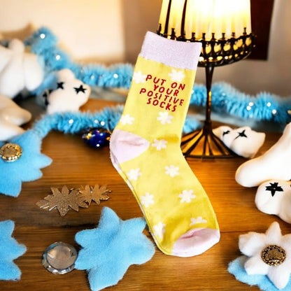 Tiny Gift Society Gift-Ready Positive Vibes Happy Face Socks