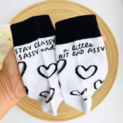 Tiny Gift Society Socks Stay Classy & Sassy Heart Socks